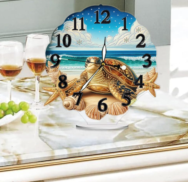 Diamond Painting Leuchtende Uhr Schildkröte